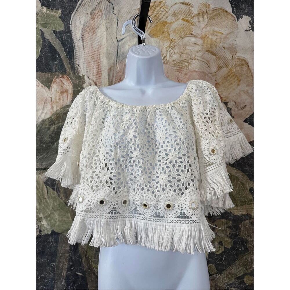 New Miss June White Boho Top size M
